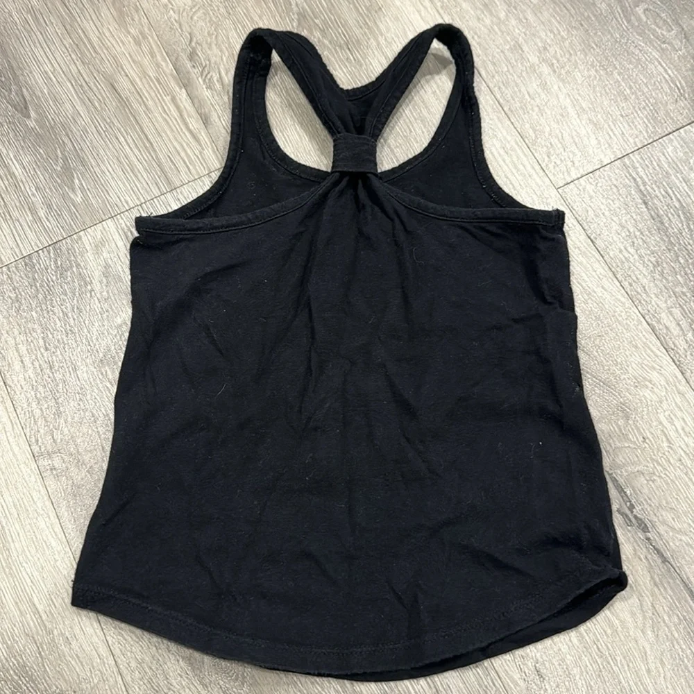 Youth Girls Black Summer Tank Top with Heart Gold Sparkle Size XS / 4